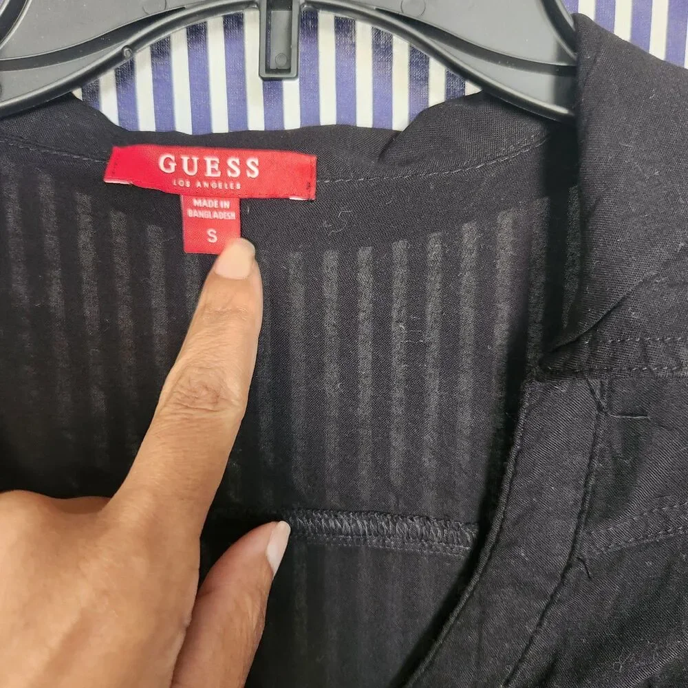 Guess Black Mini Shirt Dress with pockets Size S - Picture 2 of 4